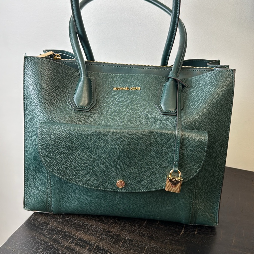 Michael Kors Extra Large Dark Atlantic Green leather tote bag - Picture 2 of 12